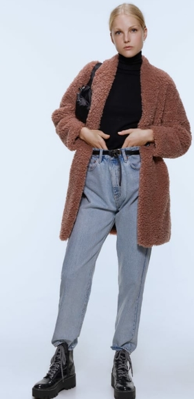 LAST ONE ZARA Blogger's Fav. Teddy Dusty Pink Coat - Picture 5 of 8